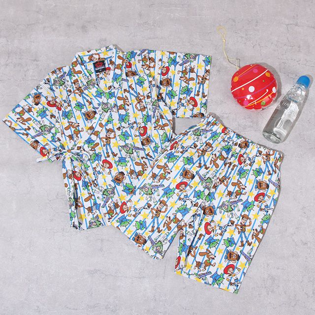 【ベビードール】トイ・ストーリー 甚平 上下2点セット 0432K / 80cm-130cm ベビーサイズ キッズ リンクコーデ ペアルック セットアップ 半袖 半ズボン ハーフパンツ ウエスト総ゴム ゴム穴付