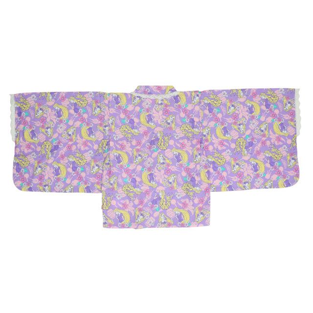 【ベビードール】ラプンツェル プリンセス / 2WAY浴衣ワンピース 0434K / 90cm-140cm キッズ セパレートタイプ 3点セット 半袖 ワンピ ロングスカート 作り帯 胸部総ゴム（ギャザー） 肩紐長さ調整可（2段階/取り外し不可）