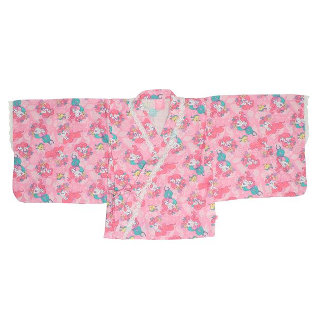 【ベビードール】アリエル プリンセス / 2WAY浴衣ワンピース 0434K / 90cm-140cm キッズ セパレートタイプ 3点セット 半袖 ワンピ ロングスカート 作り帯 胸部総ゴム（ギャザー） 肩紐長さ調整可（2段階/取り外し不可）