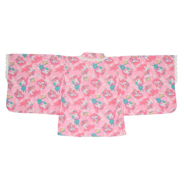 【ベビードール】アリエル プリンセス / 2WAY浴衣ワンピース 0434K / 90cm-140cm キッズ セパレートタイプ 3点セット 半袖 ワンピ ロングスカート 作り帯 胸部総ゴム（ギャザー） 肩紐長さ調整可（2段階/取り外し不可）