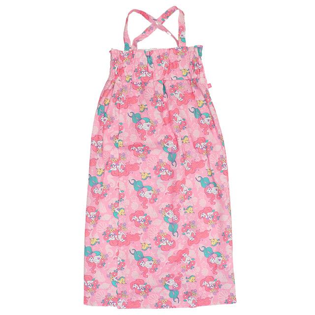 【ベビードール】アリエル プリンセス / 2WAY浴衣ワンピース 0434K / 90cm-140cm キッズ セパレートタイプ 3点セット 半袖 ワンピ ロングスカート 作り帯 胸部総ゴム（ギャザー） 肩紐長さ調整可（2段階/取り外し不可）