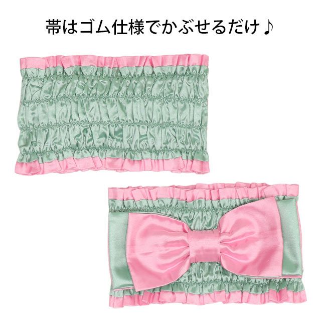 【ベビードール】アリエル プリンセス / 2WAY浴衣ワンピース 0434K / 90cm-140cm キッズ セパレートタイプ 3点セット 半袖 ワンピ ロングスカート 作り帯 胸部総ゴム（ギャザー） 肩紐長さ調整可（2段階/取り外し不可）