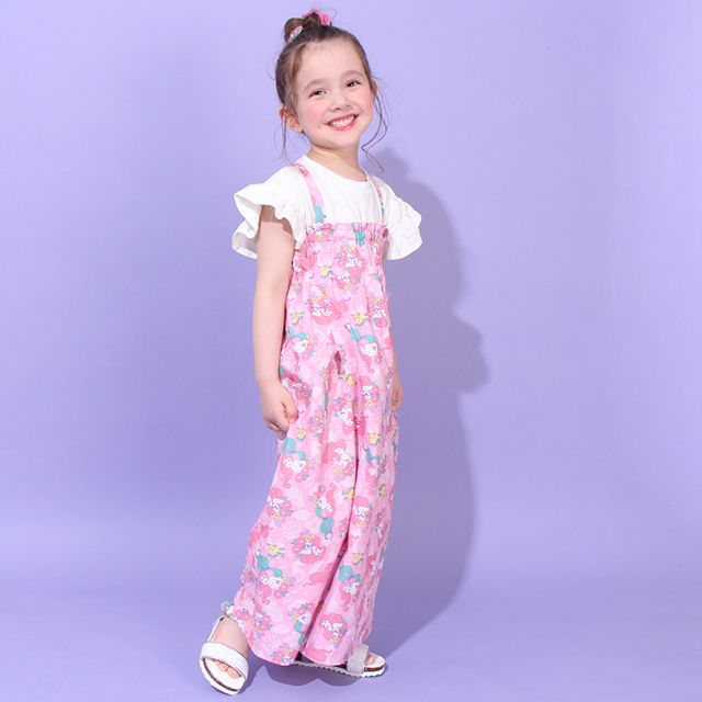 【ベビードール】アリエル プリンセス / 2WAY浴衣ワンピース 0434K / 90cm-140cm キッズ セパレートタイプ 3点セット 半袖 ワンピ ロングスカート 作り帯 胸部総ゴム（ギャザー） 肩紐長さ調整可（2段階/取り外し不可）