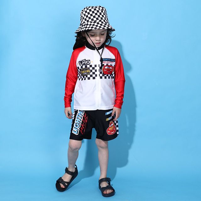 【ベビードール】カーズ ラッシュガード 0435K (ボトムス別売り) / ライトニング・マックィーン ベビーサイズ キッズ スイムウェア 水着 トップス 長袖 羽織 速乾 UVカット 紫外線対策 日焼け防止 ケガ防止 セットアップ対応商品