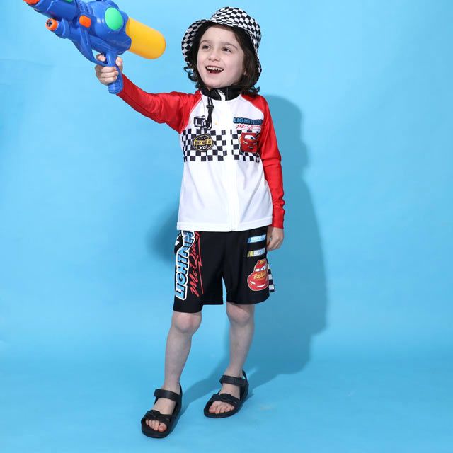 【ベビードール】カーズ ラッシュガード 0435K (ボトムス別売り) / ライトニング・マックィーン ベビーサイズ キッズ スイムウェア 水着 トップス 長袖 羽織 速乾 UVカット 紫外線対策 日焼け防止 ケガ防止 セットアップ対応商品