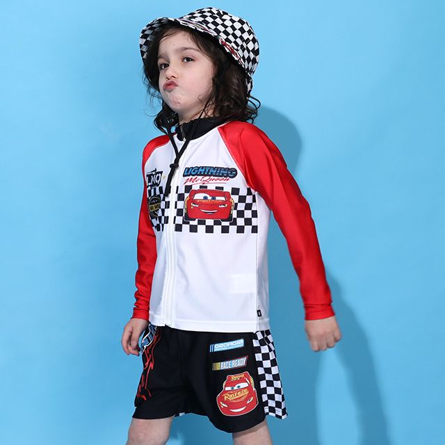 【ベビードール】カーズ ラッシュガード 0435K (ボトムス別売り) / ライトニング・マックィーン ベビーサイズ キッズ スイムウェア 水着 トップス 長袖 羽織 速乾 UVカット 紫外線対策 日焼け防止 ケガ防止 セットアップ対応商品