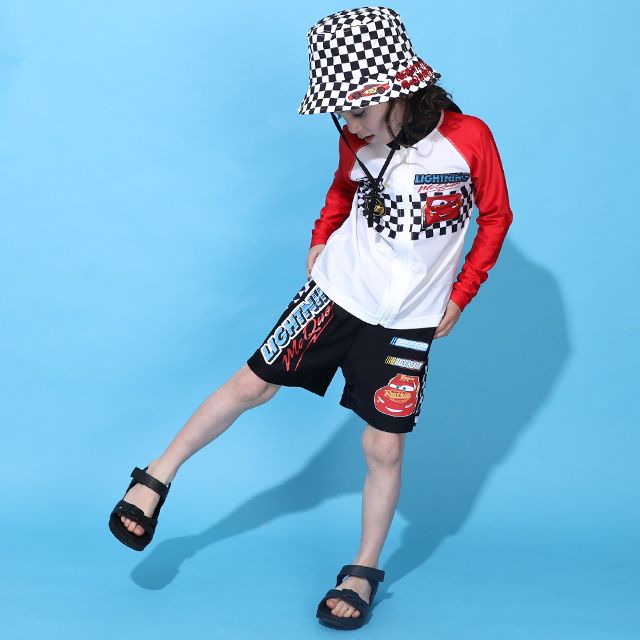 【ベビードール】カーズ 水着ハーフパンツ 0436K (トップス別売り) / ライトニング・マックィーン ベビーサイズ キッズ スイムウェア 水着 ボトムス 半ズボン 速乾 縦横伸縮 インナーパンツ付 ウエスト総ゴム スピンドル有り セットアップ対応商品