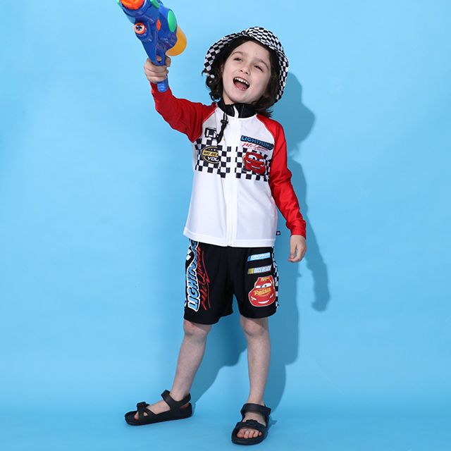 【ベビードール】カーズ 水着ハーフパンツ 0436K (トップス別売り) / ライトニング・マックィーン ベビーサイズ キッズ スイムウェア 水着 ボトムス 半ズボン 速乾 縦横伸縮 インナーパンツ付 ウエスト総ゴム スピンドル有り セットアップ対応商品