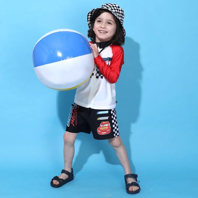 【ベビードール】カーズ 水着ハーフパンツ 0436K (トップス別売り) / ライトニング・マックィーン ベビーサイズ キッズ スイムウェア 水着 ボトムス 半ズボン 速乾 縦横伸縮 インナーパンツ付 ウエスト総ゴム スピンドル有り セットアップ対応商品