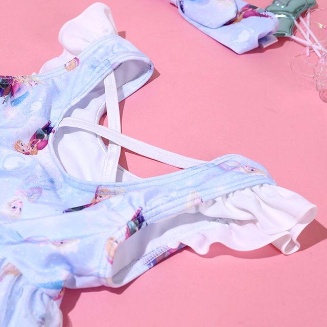 【ベビードール】アナ エルサ プリンセス水着 0442K / ベビーサイズ キッズ スイムウェア 水着 ワンピース ヘアバンド付き 2点セット 速乾 やわらか 楽ちん 【hg】