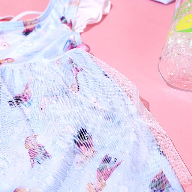 【ベビードール】アナ エルサ プリンセス水着 0442K / ベビーサイズ キッズ スイムウェア 水着 ワンピース ヘアバンド付き 2点セット 速乾 やわらか 楽ちん 【hg】