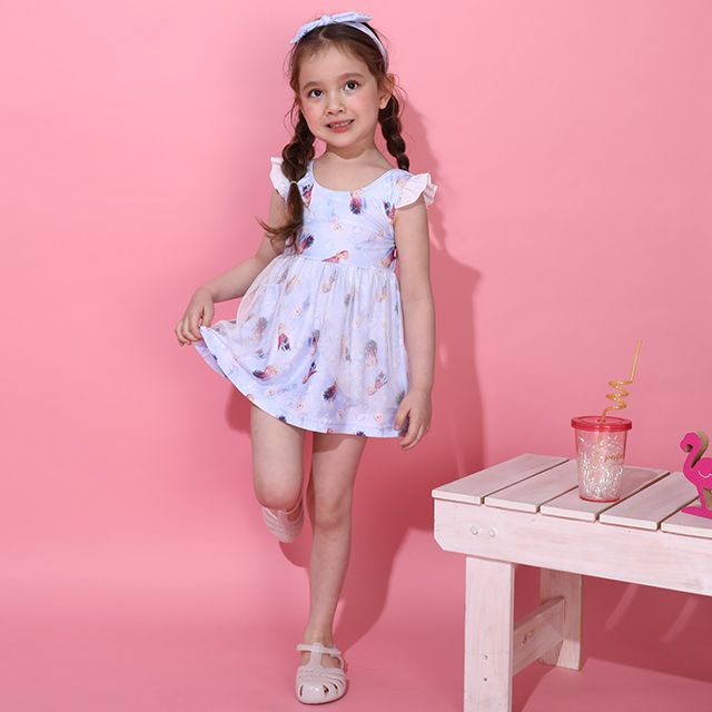 【ベビードール】アナ エルサ プリンセス水着 0442K / ベビーサイズ キッズ スイムウェア 水着 ワンピース ヘアバンド付き 2点セット 速乾 やわらか 楽ちん 【hg】