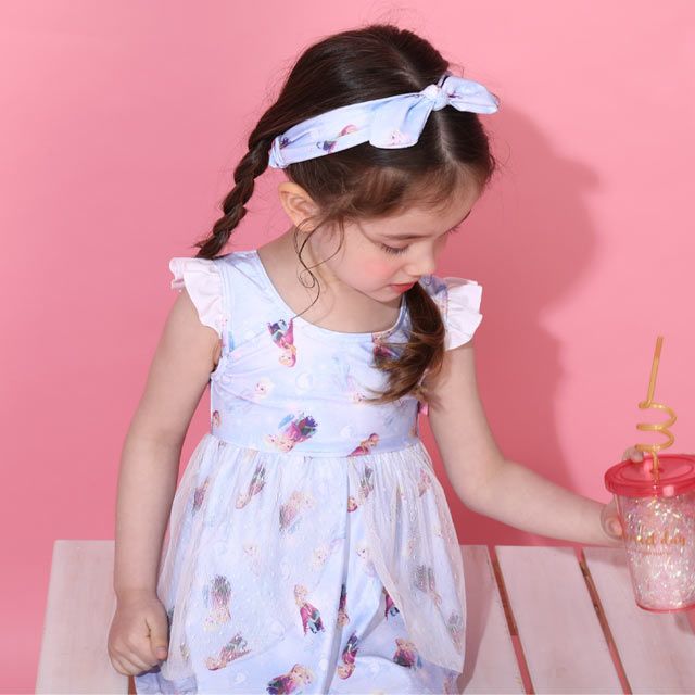 【ベビードール】アナ エルサ プリンセス水着 0442K / ベビーサイズ キッズ スイムウェア 水着 ワンピース ヘアバンド付き 2点セット 速乾 やわらか 楽ちん 【hg】