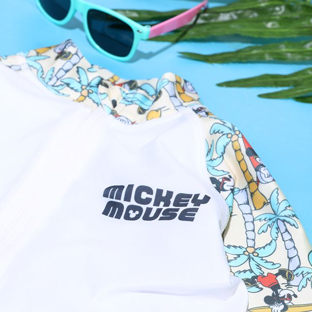 【ベビードール】ミッキー ラッシュガード 0438K (ボトムス別売り) / ベビーサイズ キッズ スイムウェア 水着 トップス 長袖 羽織 速乾 UVカット 紫外線対策 日焼け防止 ケガ防止 セットアップ対応商品