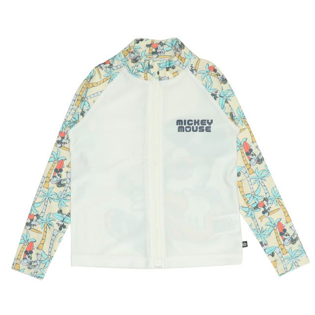 【ベビードール】ミッキー ラッシュガード 0438K (ボトムス別売り) / ベビーサイズ キッズ スイムウェア 水着 トップス 長袖 羽織 速乾 UVカット 紫外線対策 日焼け防止 ケガ防止 セットアップ対応商品