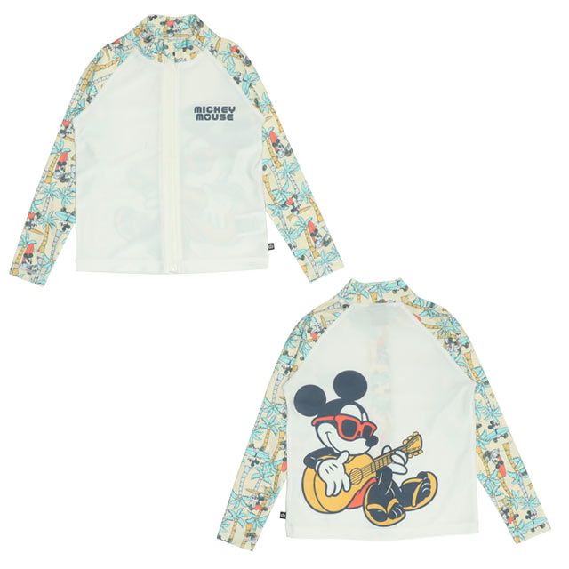 【ベビードール】ミッキー ラッシュガード 0438K (ボトムス別売り) / ベビーサイズ キッズ スイムウェア 水着 トップス 長袖 羽織 速乾 UVカット 紫外線対策 日焼け防止 ケガ防止 セットアップ対応商品