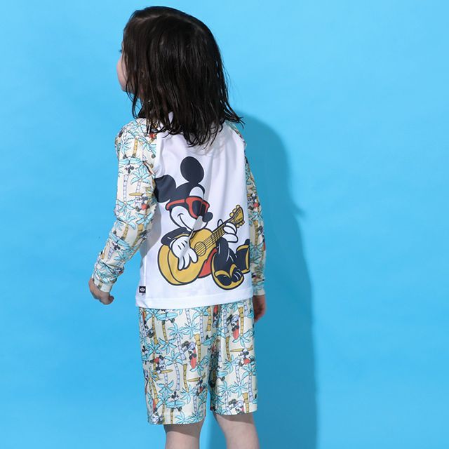 【ベビードール】ミッキー ラッシュガード 0438K (ボトムス別売り) / ベビーサイズ キッズ スイムウェア 水着 トップス 長袖 羽織 速乾 UVカット 紫外線対策 日焼け防止 ケガ防止 セットアップ対応商品