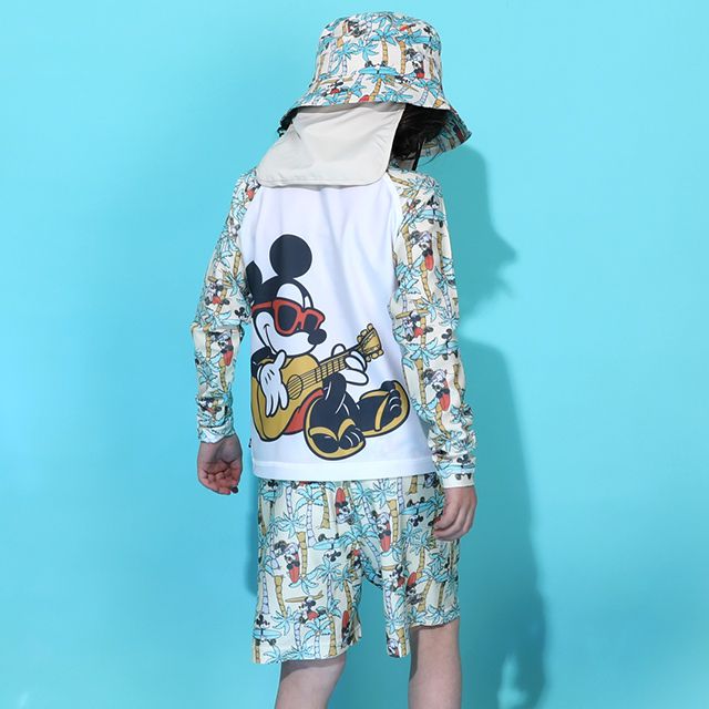 【ベビードール】ミッキー ラッシュガード 0438K (ボトムス別売り) / ベビーサイズ キッズ スイムウェア 水着 トップス 長袖 羽織 速乾 UVカット 紫外線対策 日焼け防止 ケガ防止 セットアップ対応商品