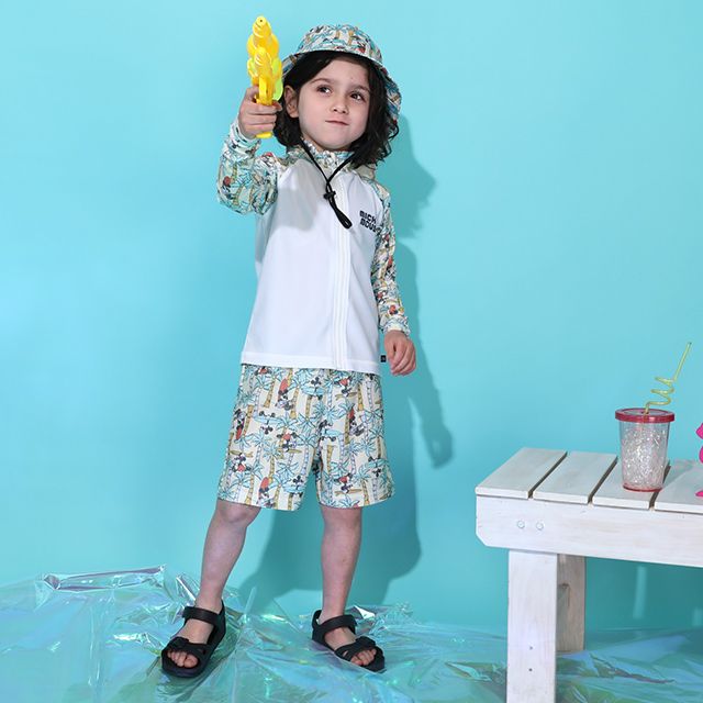 【ベビードール】ミッキー 水着ハーフパンツ 0439K (トップス別売り) / ベビーサイズ キッズ スイムウェア 水着 ボトムス 半ズボン 速乾 縦横伸縮 インナーパンツ付 ウエスト総ゴム スピンドル有り セットアップ対応商品