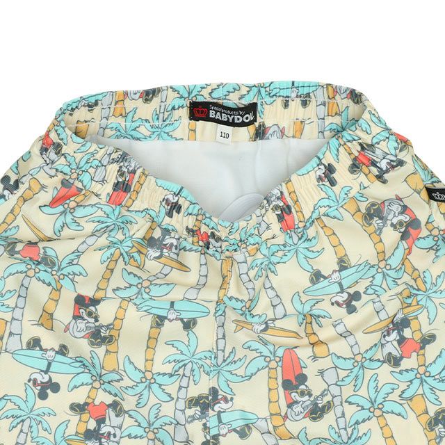 【ベビードール】ミッキー 水着ハーフパンツ 0439K (トップス別売り) / ベビーサイズ キッズ スイムウェア 水着 ボトムス 半ズボン 速乾 縦横伸縮 インナーパンツ付 ウエスト総ゴム スピンドル有り セットアップ対応商品