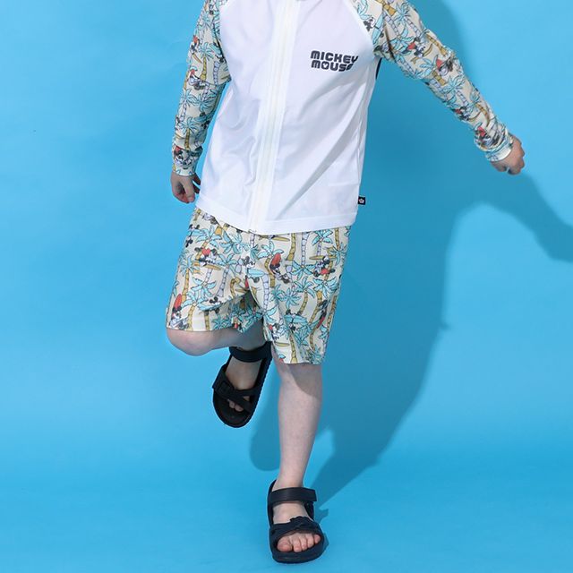 【ベビードール】ミッキー 水着ハーフパンツ 0439K (トップス別売り) / ベビーサイズ キッズ スイムウェア 水着 ボトムス 半ズボン 速乾 縦横伸縮 インナーパンツ付 ウエスト総ゴム スピンドル有り セットアップ対応商品