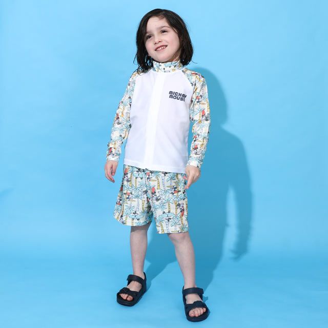 【ベビードール】ミッキー 水着ハーフパンツ 0439K (トップス別売り) / ベビーサイズ キッズ スイムウェア 水着 ボトムス 半ズボン 速乾 縦横伸縮 インナーパンツ付 ウエスト総ゴム スピンドル有り セットアップ対応商品
