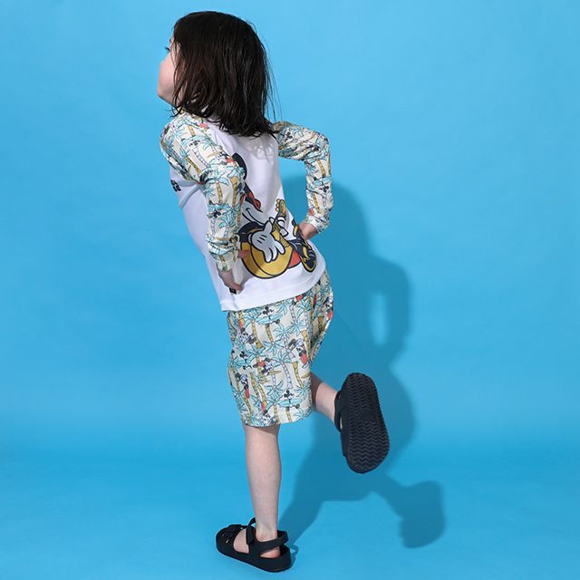 【ベビードール】ミッキー 水着ハーフパンツ 0439K (トップス別売り) / ベビーサイズ キッズ スイムウェア 水着 ボトムス 半ズボン 速乾 縦横伸縮 インナーパンツ付 ウエスト総ゴム スピンドル有り セットアップ対応商品