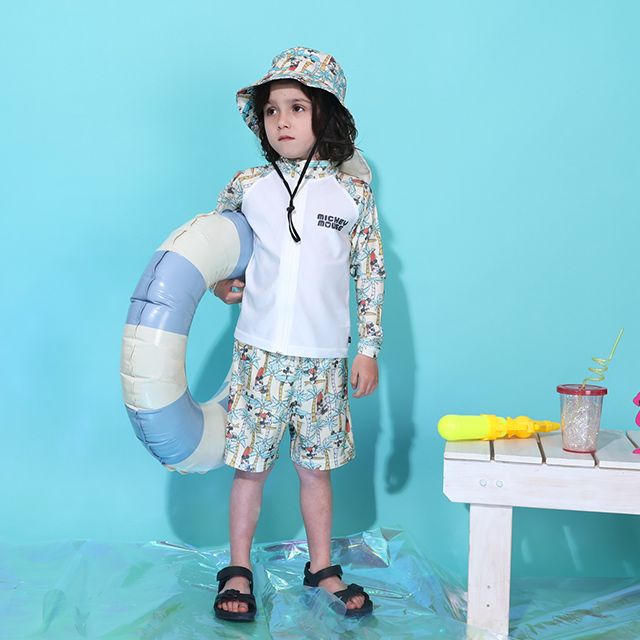 【ベビードール】ミッキー 水着ハーフパンツ 0439K (トップス別売り) / ベビーサイズ キッズ スイムウェア 水着 ボトムス 半ズボン 速乾 縦横伸縮 インナーパンツ付 ウエスト総ゴム スピンドル有り セットアップ対応商品