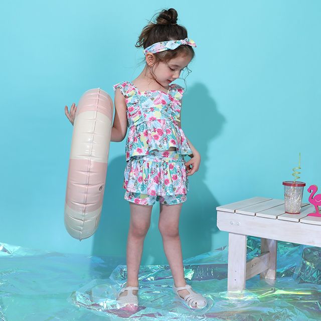 【ベビードール】ミニー セパレート水着 0440K / ベビーサイズ キッズ スイムウェア 水着 セパレート 上下セット ヘアバンド付き 3点セット 速乾 やわらか 楽ちん 【hg】