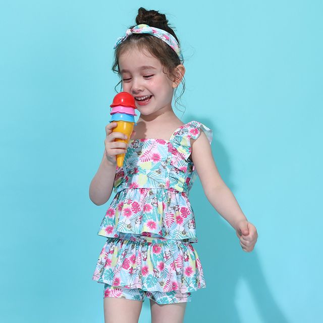 【ベビードール】ミニー セパレート水着 0440K / ベビーサイズ キッズ スイムウェア 水着 セパレート 上下セット ヘアバンド付き 3点セット 速乾 やわらか 楽ちん 【hg】