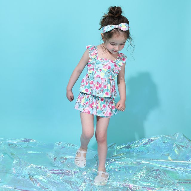 【ベビードール】ミニー セパレート水着 0440K / ベビーサイズ キッズ スイムウェア 水着 セパレート 上下セット ヘアバンド付き 3点セット 速乾 やわらか 楽ちん 【hg】