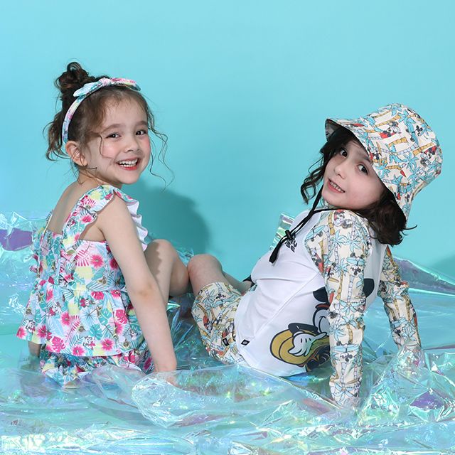 【ベビードール】ミニー セパレート水着 0440K / ベビーサイズ キッズ スイムウェア 水着 セパレート 上下セット ヘアバンド付き 3点セット 速乾 やわらか 楽ちん 【hg】