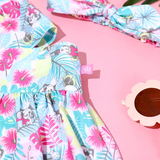 【ベビードール】ミニー セパレート水着 0440K / ベビーサイズ キッズ スイムウェア 水着 セパレート 上下セット ヘアバンド付き 3点セット 速乾 やわらか 楽ちん 【hg】