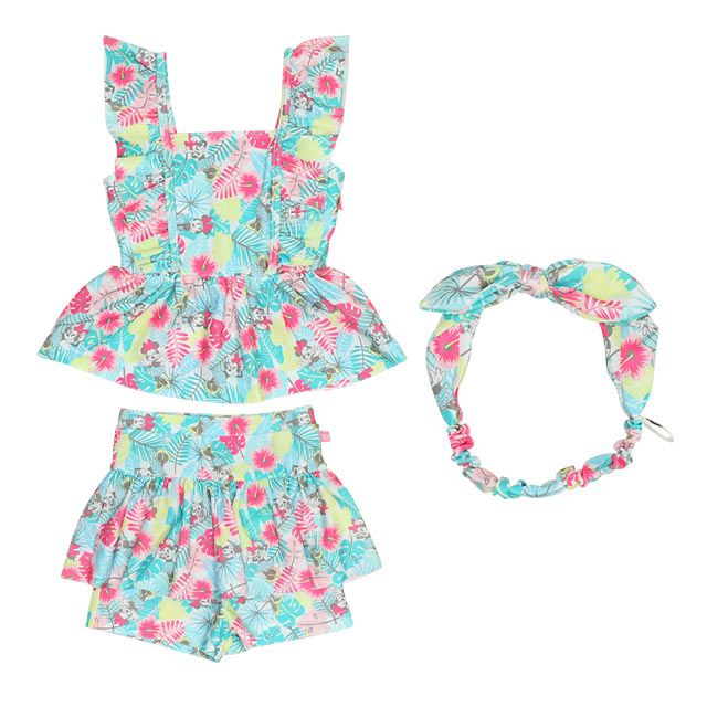 【ベビードール】ミニー セパレート水着 0440K / ベビーサイズ キッズ スイムウェア 水着 セパレート 上下セット ヘアバンド付き 3点セット 速乾 やわらか 楽ちん 【hg】