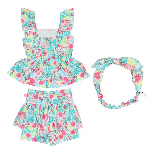 【ベビードール】ミニー セパレート水着 0440K / ベビーサイズ キッズ スイムウェア 水着 セパレート 上下セット ヘアバンド付き 3点セット 速乾 やわらか 楽ちん 【hg】