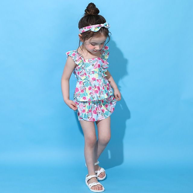 【ベビードール】ミニー セパレート水着 0440K / ベビーサイズ キッズ スイムウェア 水着 セパレート 上下セット ヘアバンド付き 3点セット 速乾 やわらか 楽ちん 【hg】