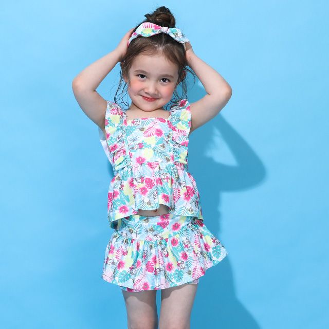 【ベビードール】ミニー セパレート水着 0440K / ベビーサイズ キッズ スイムウェア 水着 セパレート 上下セット ヘアバンド付き 3点セット 速乾 やわらか 楽ちん 【hg】