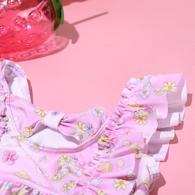 【ベビードール】ラプンツェル プリンセス水着 0442K / ベビーサイズ キッズ スイムウェア 水着 ワンピース ヘアバンド付き 2点セット 速乾 やわらか 楽ちん 【hg】