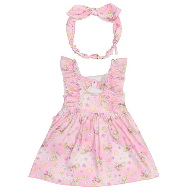 【ベビードール】ラプンツェル プリンセス水着 0442K / ベビーサイズ キッズ スイムウェア 水着 ワンピース ヘアバンド付き 2点セット 速乾 やわらか 楽ちん 【hg】