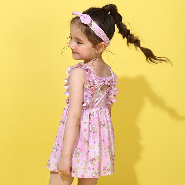 【ベビードール】ラプンツェル プリンセス水着 0442K / ベビーサイズ キッズ スイムウェア 水着 ワンピース ヘアバンド付き 2点セット 速乾 やわらか 楽ちん 【hg】