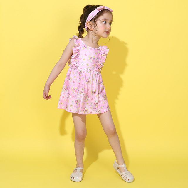 【ベビードール】ラプンツェル プリンセス水着 0442K / ベビーサイズ キッズ スイムウェア 水着 ワンピース ヘアバンド付き 2点セット 速乾 やわらか 楽ちん 【hg】