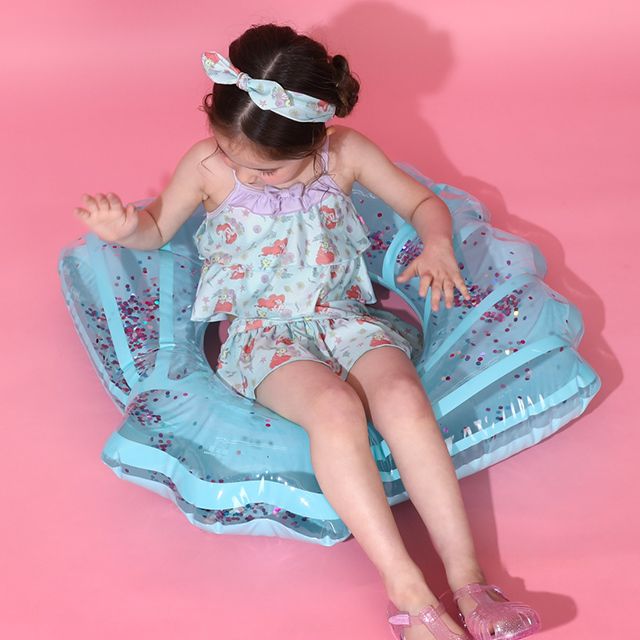 【ベビードール】アリエル プリンセス水着 0442K / ベビーサイズ キッズ スイムウェア 水着 セパレート 上下セット ヘアバンド付き 3点セット 速乾 やわらか 楽ちん 【hg】