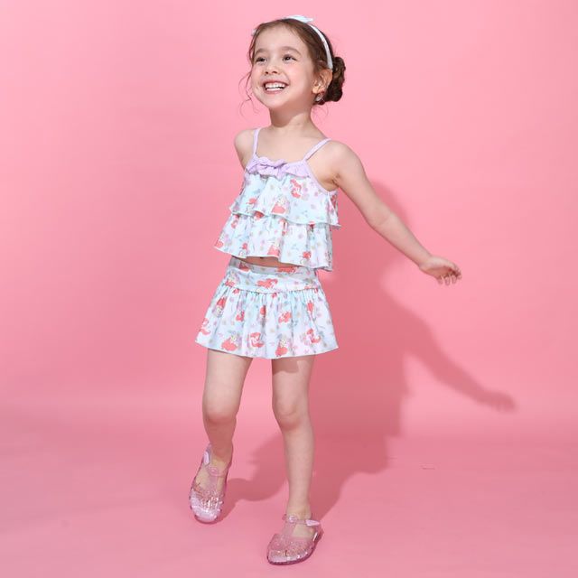 【ベビードール】アリエル プリンセス水着 0442K / ベビーサイズ キッズ スイムウェア 水着 セパレート 上下セット ヘアバンド付き 3点セット 速乾 やわらか 楽ちん 【hg】