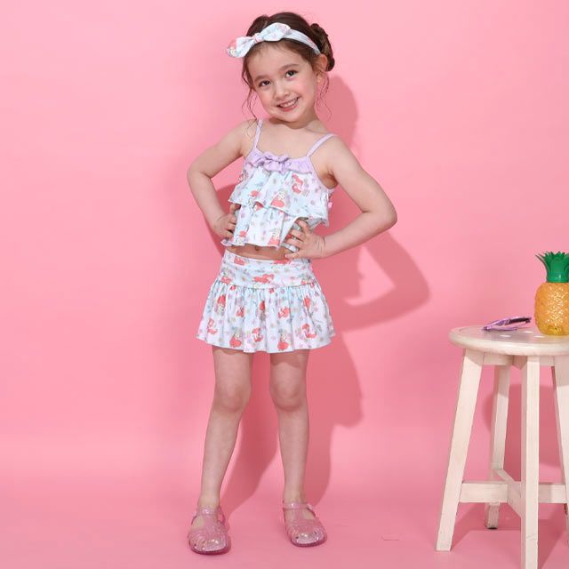 【ベビードール】アリエル プリンセス水着 0442K / ベビーサイズ キッズ スイムウェア 水着 セパレート 上下セット ヘアバンド付き 3点セット 速乾 やわらか 楽ちん 【hg】