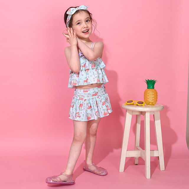 【ベビードール】アリエル プリンセス水着 0442K / ベビーサイズ キッズ スイムウェア 水着 セパレート 上下セット ヘアバンド付き 3点セット 速乾 やわらか 楽ちん 【hg】