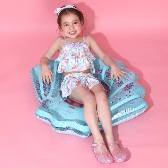 【ベビードール】アリエル プリンセス水着 0442K / ベビーサイズ キッズ スイムウェア 水着 セパレート 上下セット ヘアバンド付き 3点セット 速乾 やわらか 楽ちん 【hg】