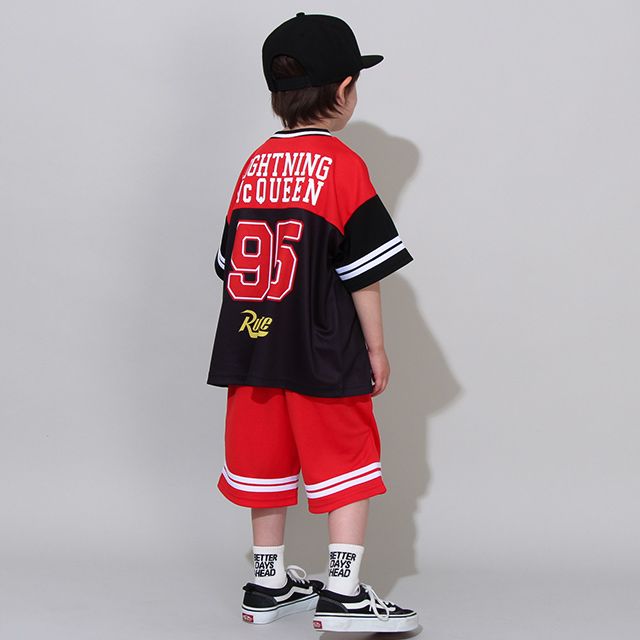 【ベビードール】カーズ Tシャツ&ハーフパンツ 2点セット 0462K / マックィーン ベビーサイズ キッズ トップス ボトムス 半袖 半ズボン ウエスト総ゴム ゴム穴付 メッシュ素材 速乾 上下セットアップ コーデセット