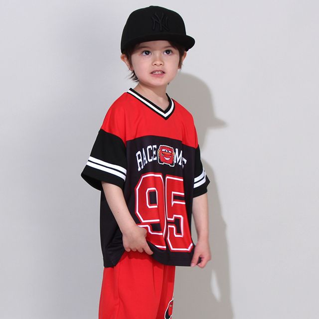 【ベビードール】カーズ Tシャツ&ハーフパンツ 2点セット 0462K / マックィーン ベビーサイズ キッズ トップス ボトムス 半袖 半ズボン ウエスト総ゴム ゴム穴付 メッシュ素材 速乾 上下セットアップ コーデセット