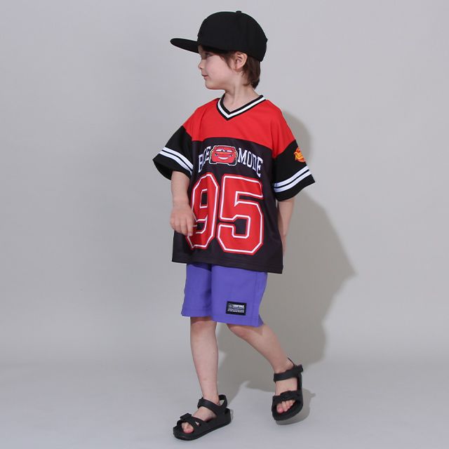 【ベビードール】カーズ Tシャツ&ハーフパンツ 2点セット 0462K / マックィーン ベビーサイズ キッズ トップス ボトムス 半袖 半ズボン ウエスト総ゴム ゴム穴付 メッシュ素材 速乾 上下セットアップ コーデセット