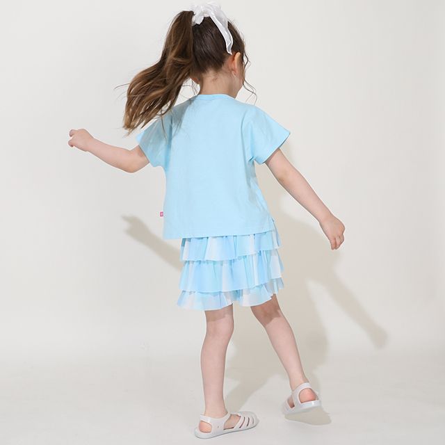 【ベビードール】アナ エルサ プリンセス / Tシャツ&フリルショートパンツ 2点セット 0474K / キッズ トップス ボトムス 半袖 短パン ショートパンツ 半ズボン ウエスト総ゴム ゴム穴付 上下セットアップ コーデセット